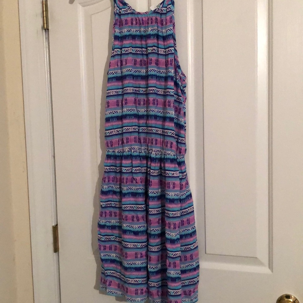 Decree Purple and Blue Tribal Print Dress